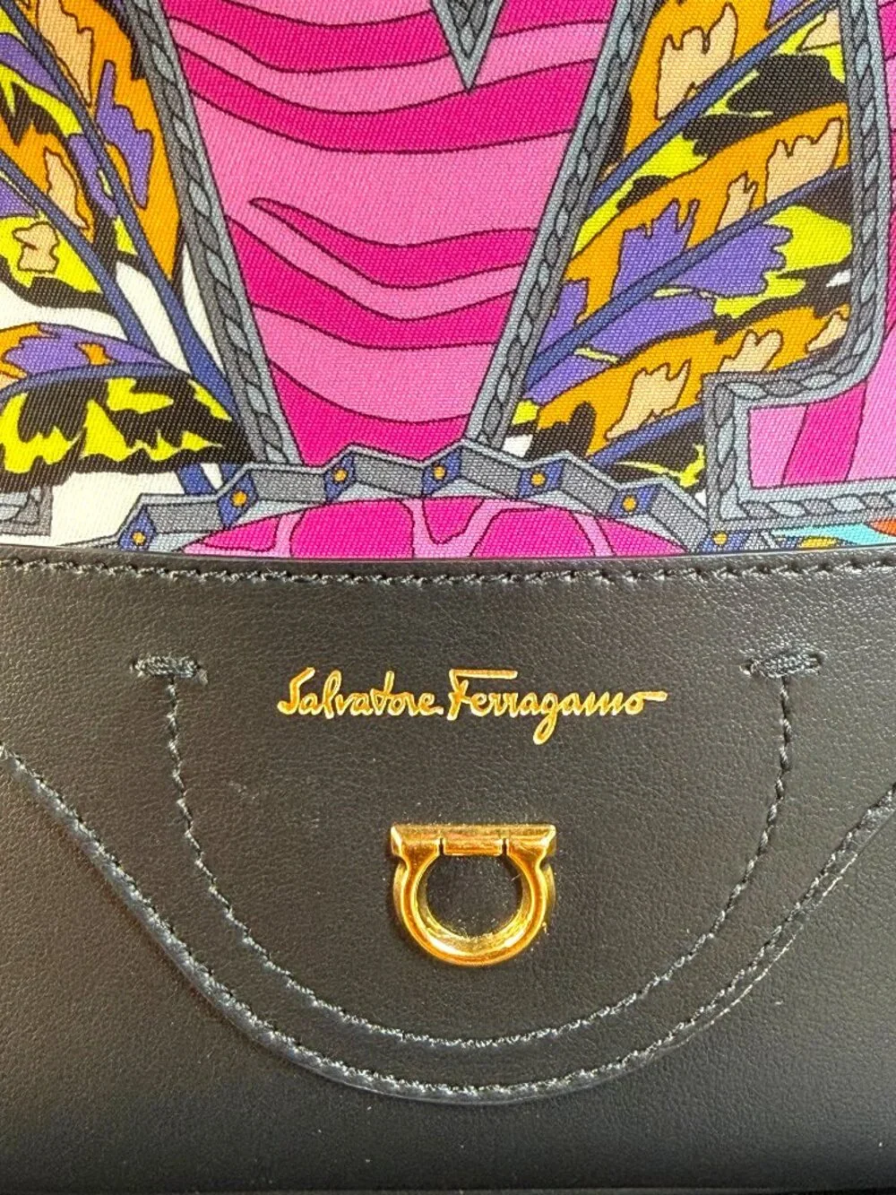Salvatore Ferragamo Gancini Safari Nylon & Leather Bucket Backpack with BOX NEW